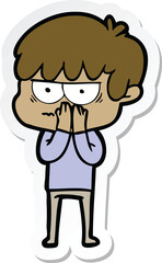 sticker of a annoyed cartoon boy
