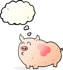 freehand drawn thought bubble cartoon pig