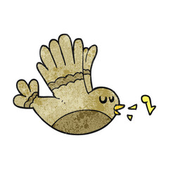 freehand textured cartoon singing bird