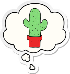 cartoon cactus with thought bubble as a printed sticker