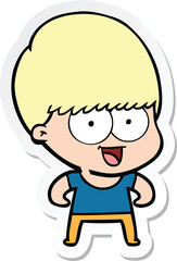 sticker of a happy cartoon boy