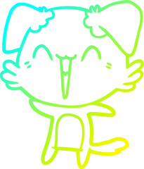 cold gradient line drawing of a happy little dog cartoon