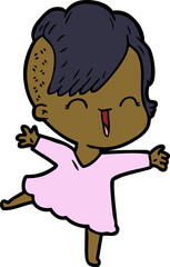 cartoon happy hipster girl