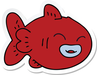 sticker of a quirky hand drawn cartoon fish