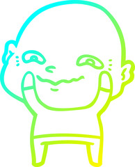 cold gradient line drawing of a cartoon creepy guy