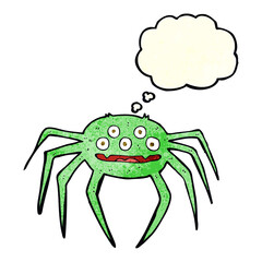 cartoon halloween spider with thought bubble