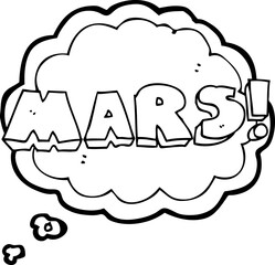 freehand drawn thought bubble cartoon Mars text symbol