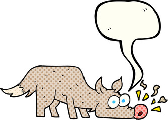 freehand drawn comic book speech bubble cartoon dog sniffing