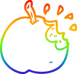 rainbow gradient line drawing of a fresh bitten apple