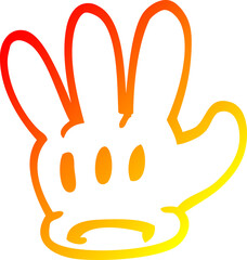 warm gradient line drawing of a traditional cartoon glove