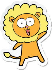 sticker of a happy cartoon lion