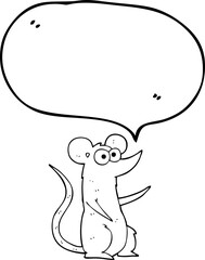 freehand drawn speech bubble cartoon mouse in love