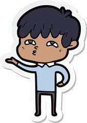 sticker of a cartoon curious man