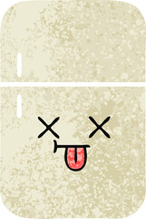 retro illustration style cartoon of a fridge freezer