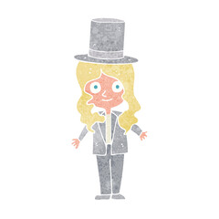 cartoon woman wearing top hat
