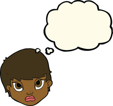 recommend clip art: cartoon sulking woman with thought bubble