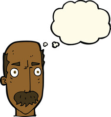 cartoon annoyed old man with thought bubble