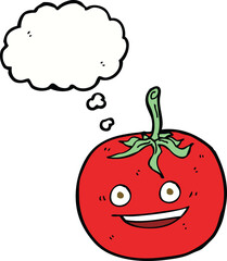 cartoon tomato with thought bubble