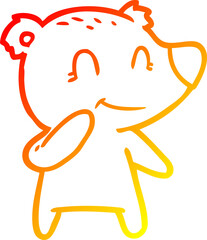 warm gradient line drawing of a smiling polar bear cartoon