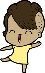 cartoon happy hipster girl