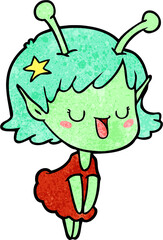 happy alien girl cartoon