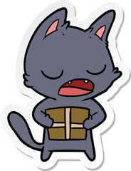 sticker of a talking cat cartoon