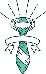 scroll banner with tattoo style office tie