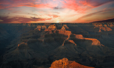 Obraz na płótnie Canvas Grand Canyon South Rim, Sunset, Powell Point, Arizona, USA. Travel and outdoor concept.