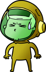 cartoon stressed astronaut