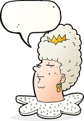 cartoon queen's head with speech bubble