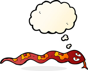cartoon hissing snake with thought bubble