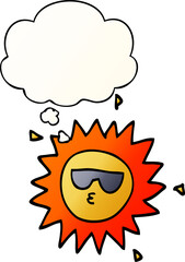 cartoon sun with thought bubble in smooth gradient style