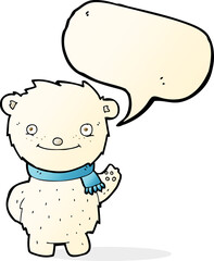 cartoon cute polar bear with speech bubble