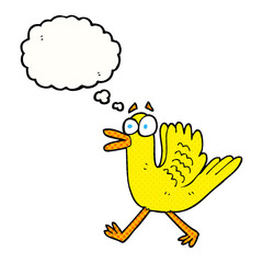 freehand drawn thought bubble cartoon flapping duck