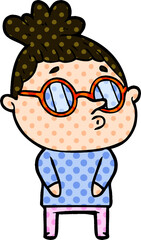 cartoon woman wearing glasses
