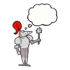 freehand drawn thought bubble cartoon medieval knight