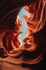 Seahorse formation in the sandstones of Antelope Canyon, Arizona, USA. Travel and adventure concept. Outdoor National Park.
