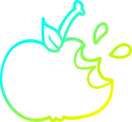 cold gradient line drawing of a cartoon juicy bitten apple