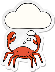 cartoon crab with thought bubble as a printed sticker