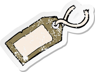 retro distressed sticker of a cartoon luggage tag