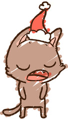 Christmas Cat Chalk Drawing