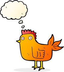 cartoon hen with thought bubble