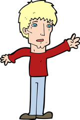 cartoon worried man reaching out