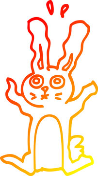 recommend clip art: warm gradient line drawing of a cartoon frightened bunny