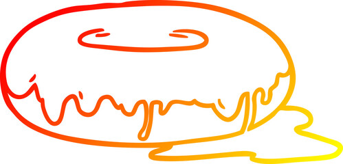 warm gradient line drawing of a Cartoon donut