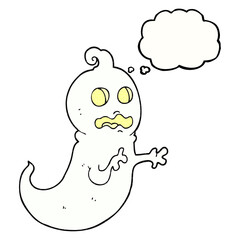freehand drawn thought bubble cartoon ghost