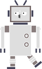 flat color retro cartoon of a robot