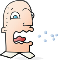 freehand drawn cartoon burping man