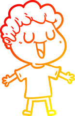 warm gradient line drawing of a laughing cartoon man