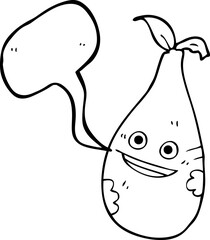 freehand drawn speech bubble cartoon pear